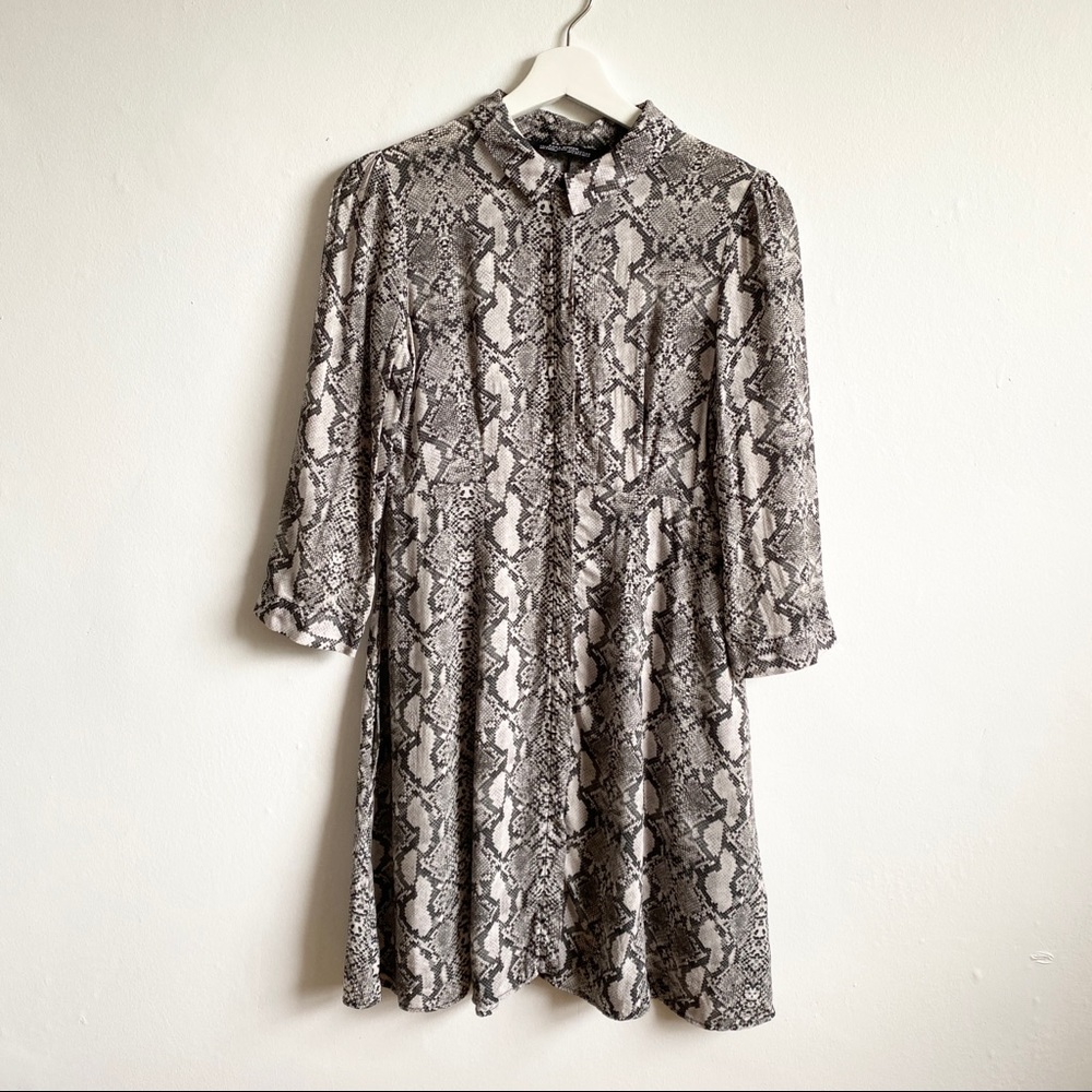 Zara mini button down dress animal print pockets small